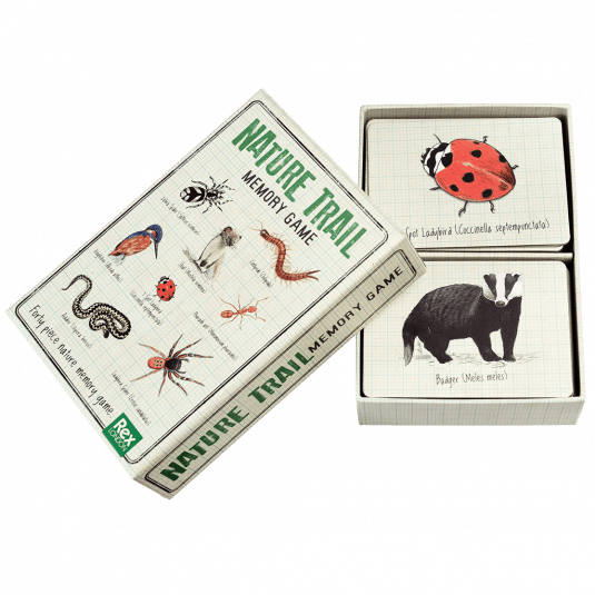 Nature Trail memory game box opened to reveal game cards