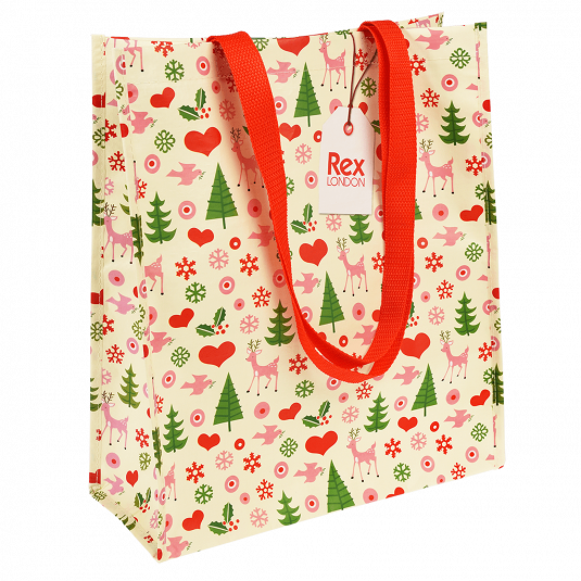 Rex London 50's Christmas recycled shopping bag