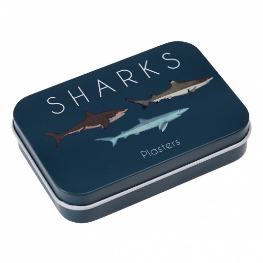 Sharks plasters metal tin in dark blue