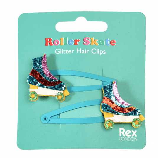 Roller Skate Glitter Hair Clips
