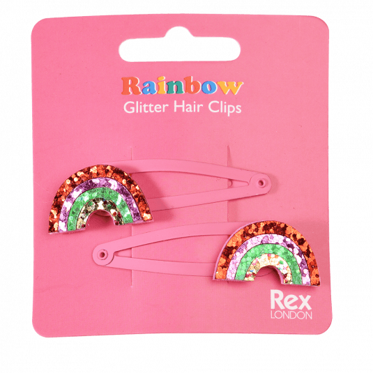  Rainbow Glitter Hair Clips (set Of 2)