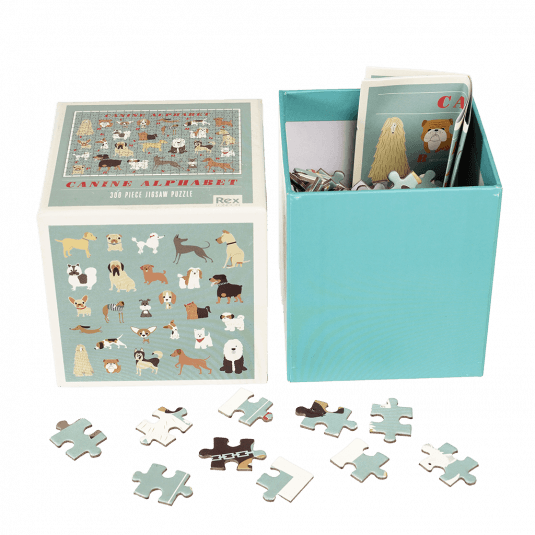 Best in Show "Canine Alphabet" puzzle pieces and guide sheet in box