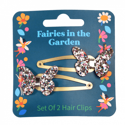 Fairies In The Garden Glitter Butterfly Hair Clips (set Of 2)