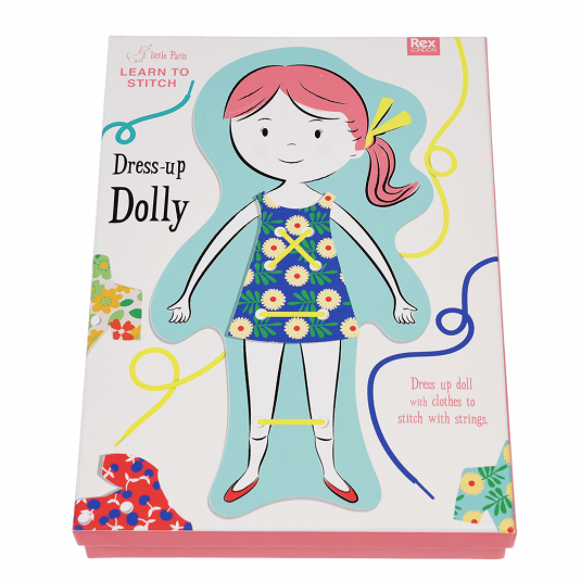 Learn to Stitch dress-up dolly kit box