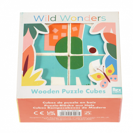 Wild Wonders wooden puzzle cubes in box