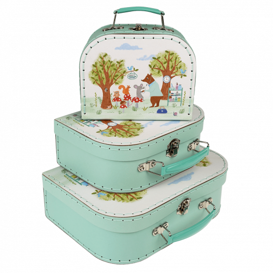 Set of 3 Woodland Friends design carboard storage cases stacked