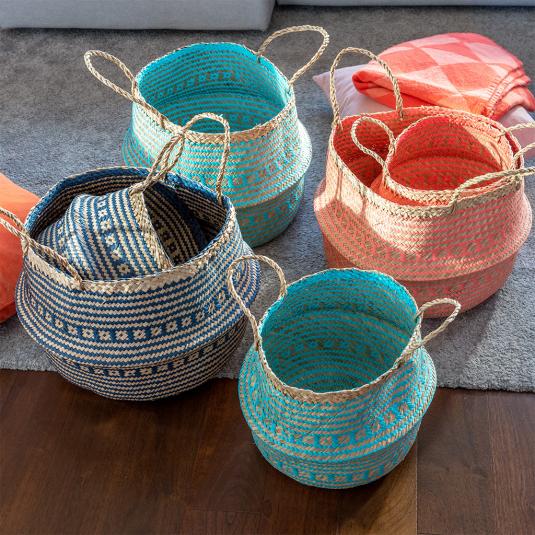 Large Turquoise Seagrass Basket ﻿Rex London