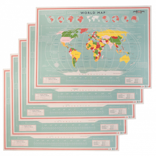 World Map Wrapping Paper (5 Sheets)