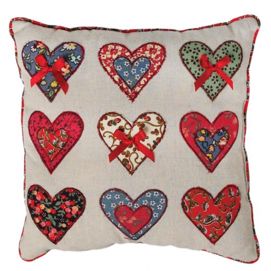 Patchwork Hearts Cushion