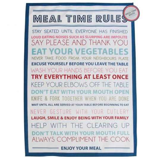 Meal Time Rules Tea Towel ﻿Rex London