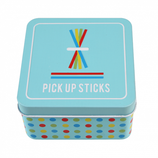 Wooden Pick Up Sticks In A Tin