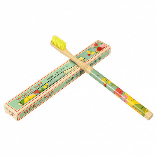 World Map Bamboo Toothbrush