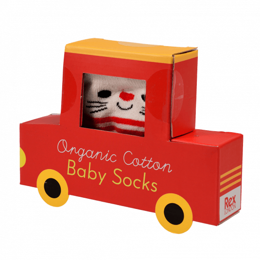 Red Cat baby socks (one pair) box front side