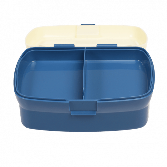 Sharks lunch box with lid open and tray inserted
