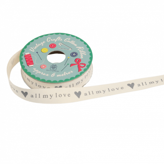Vintage Crafts Cotton Ribbon All My Love