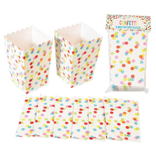 Set Of 8 Confetti Mini Popcorn Holders