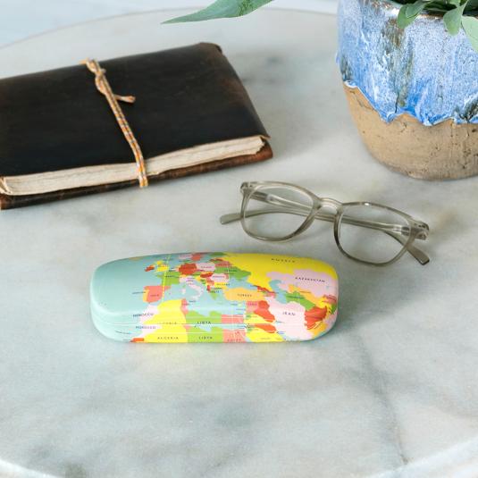 World Map Glasses Case & Cleaning Cloth