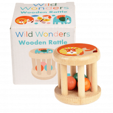 Wild Wonders wooden babies' rattle with box