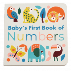 First book of numbers front cover with colourful graphics of wild animals