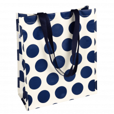 Recycled plastic jumbo storage bag in cream with navy blue spots