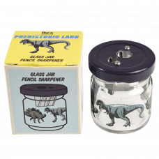 Prehistoric Land glass jar pencil sharpener with box