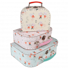 Set of 3 Mimi and Milo design carboard storage cases stacked