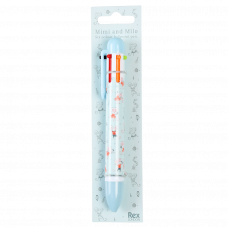 Six colour ballpoint pen with Mimi and Milo mouse print in packaging