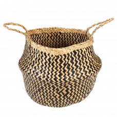 Medium Black Zigzag Seagrass Basket