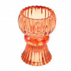 Double Ended Burnt Orange Glass Candlestick