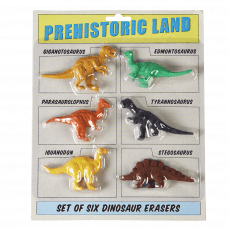 Prehistoric Land Erasers (set Of 6)