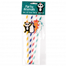 Party Animals Party Straws (pack Of 4)