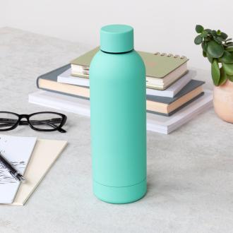 Rubber coated steel bottle 500ml - Mint green