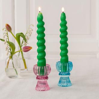 Twisted candles (pack of 2) - Dark green