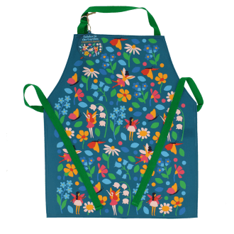 Wipeable cotton children's apron - Fairies in the Garden