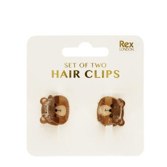 Mini hair claw clips (set of 2) - Brown bears
