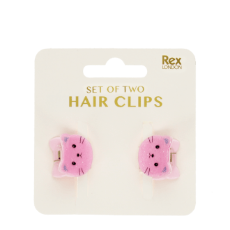 Mini hair claw clips (set of 2) - Pink cats