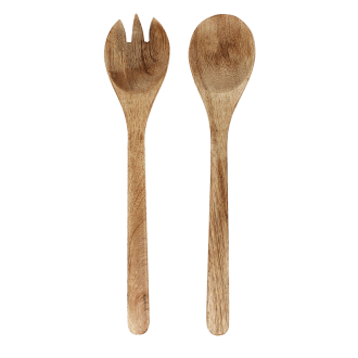 Mango wood salad server set