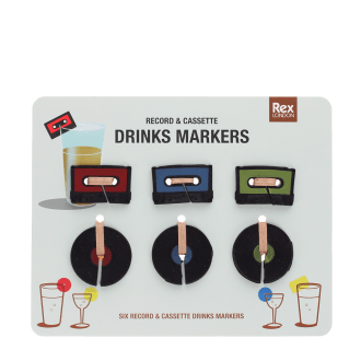 Music media drinks markers (set of 6) - Record and cassette