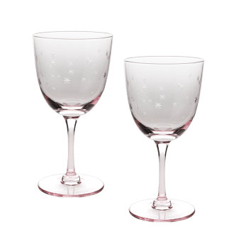 Etched star wine glasses (set of 2) - Pink