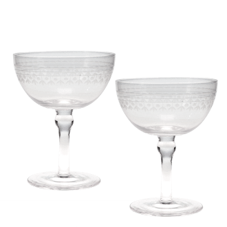 Vintage etched coupe glasses (set of 2) - Clear