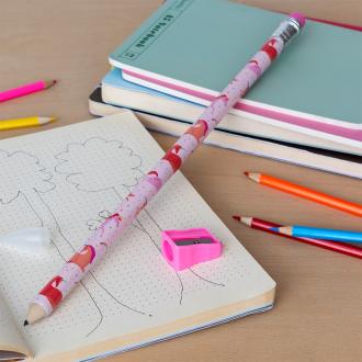 Unicorn printed pencil with pink sharpener