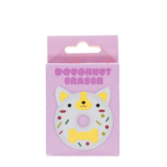 doughnut shape dog eraser inside original retail packaging