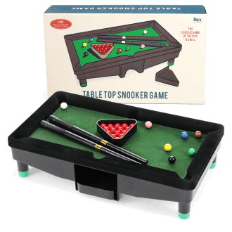 Table top snooker game and a packaging box at the background