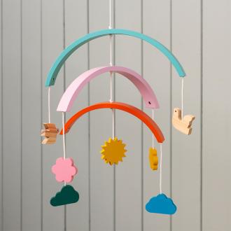 Wooden rainbow mobile