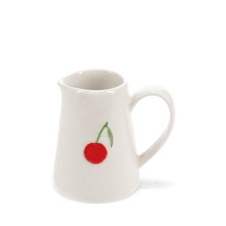 Stoneware milk jug featuring cherry print with handle 