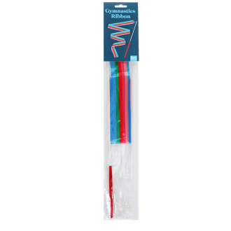 Multicoloured gymnastics ribbon in a packaging