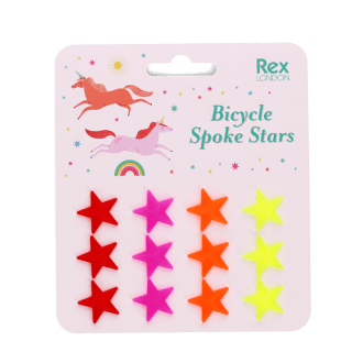 Package of 12 star-shaped bicycle spoke in different colour