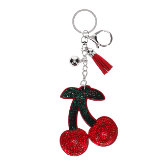 Glittery red cherry keyring