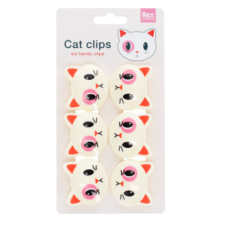 Pack of six cat-shaped bag clips 