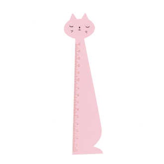 Pink ruler shaped like a sitting cat.